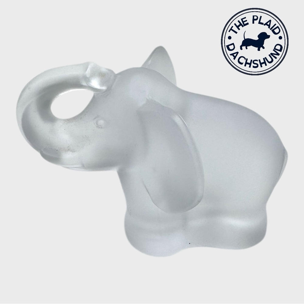 Vintage Frosted Sevres Cristal Glass Elephant Figurine - Picture 1 of 5